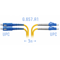 Патчкорд оптический LCUPC-SCUPC МM (OM3) Duplex 3 метра LSZH 3мм черный
