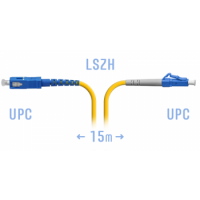 Патчкорд оптический LCUPC-SCUPC SM Simplex 15 метров LSZH 3 мм
